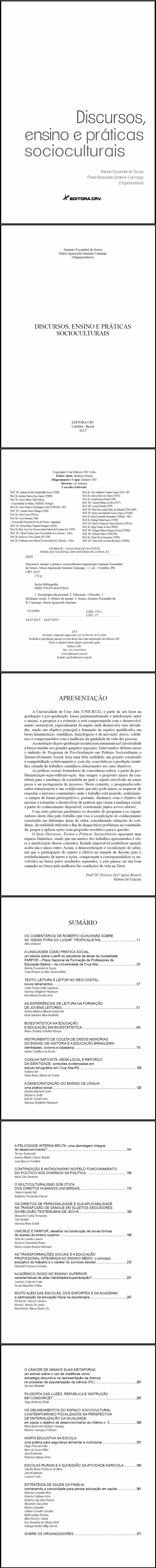 DISCURSOS, ENSINO E PRÁTICAS SOCIOCULTURAIS 